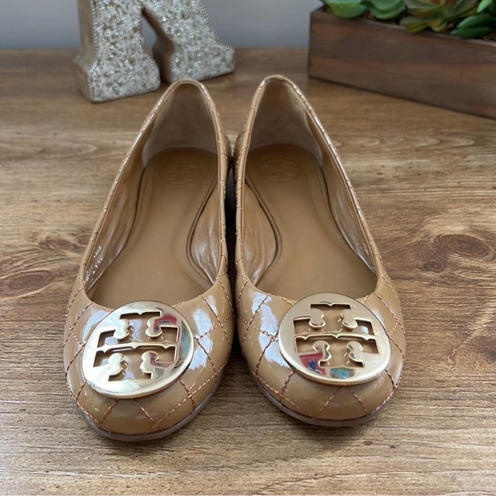 Tory Burch Tan Quilted Flats